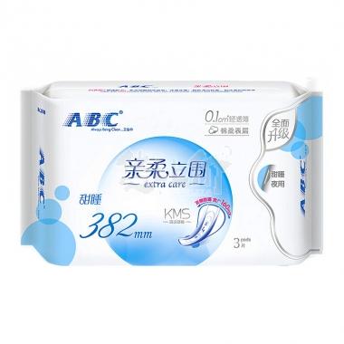 ABC亲柔立围轻透薄甜睡夜用卫生巾382mm*3片K88**/包