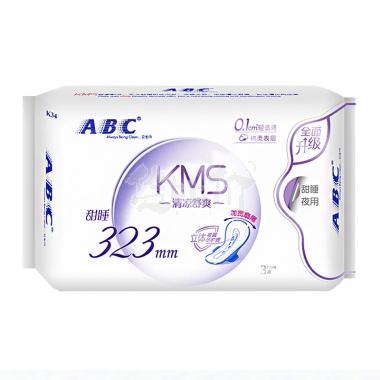 ABC轻透薄KMS绵柔甜睡夜用卫生巾323mm*3片K34(新老包装随机）**/包