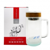 廷选双层银盖经典水晶玻璃办公杯400ml/个